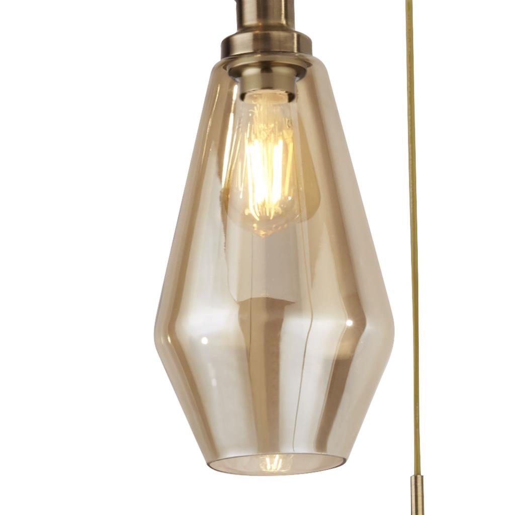 Morehead 3Lt Multi-Drop Pendant Ceiling Light Brass/Champagne - Comet Lighting