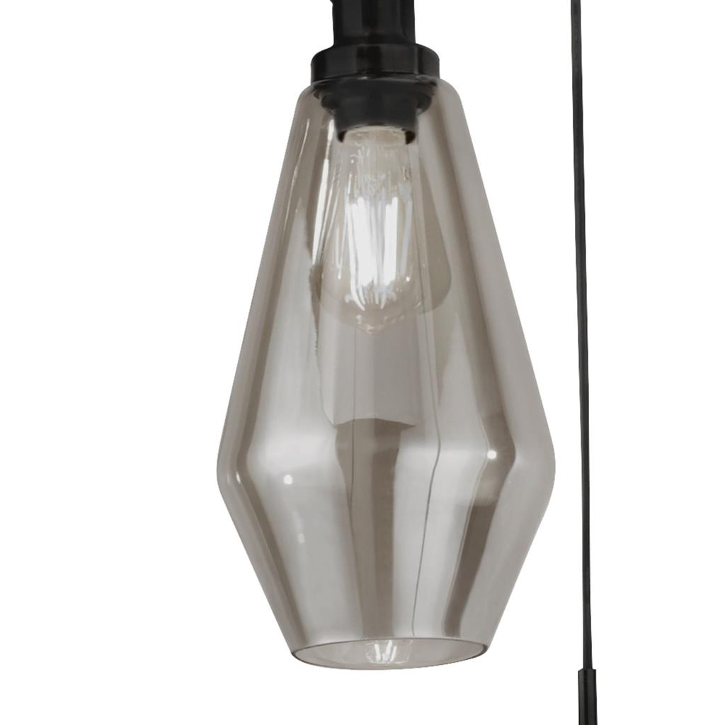 Morehead 3Lt Multi-Drop Pendant Ceiling Light Black/Smoked - Comet Lighting