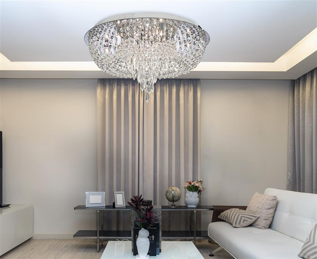 Crisslet 10Lt Flush Ceiling Light - Chrome & Clear Crystal - Comet Lighting