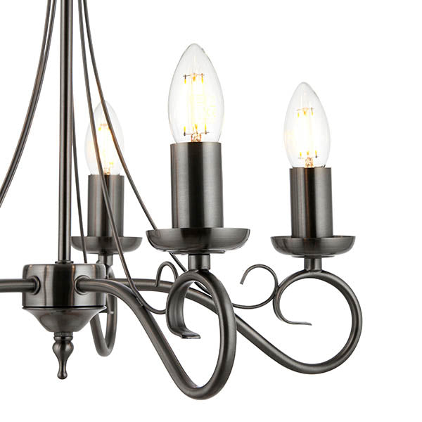 Trafford 5-Light Pendant Ceiling Light Antique Silver - Comet Lighting