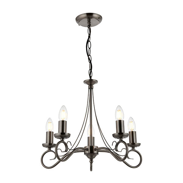 Trafford 5-Light Pendant Ceiling Light Antique Silver - Comet Lighting