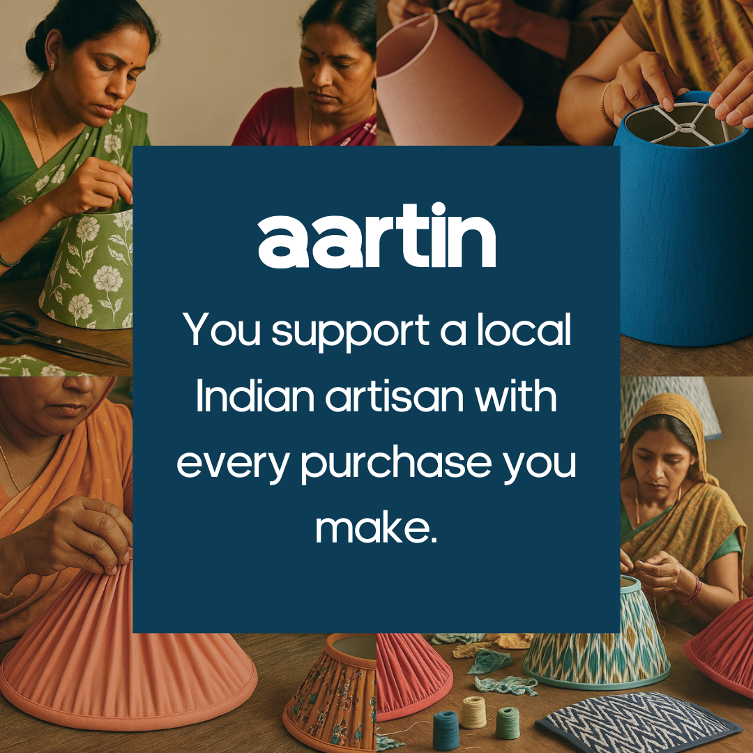 AARTIN EMPIRE ROLLED LAMPSHADE IN BLUE SILK