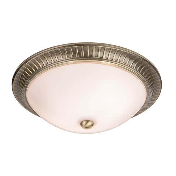 Brahm 2-Light Flush Ceiling Light Antique Brass