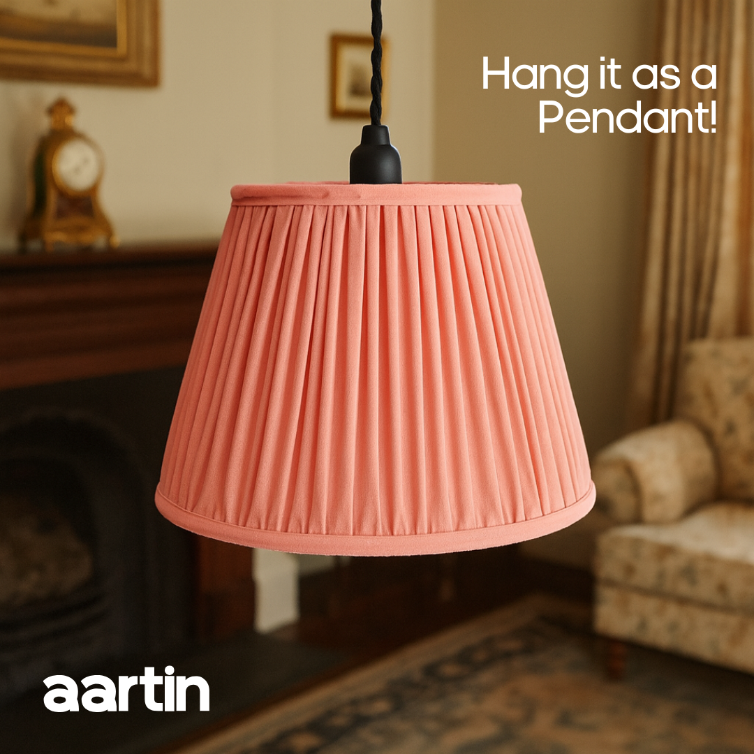 AARTIN STRAIGHT EMPIRE GATHERED LAMPSHADE IN LIGHT PINK SILK
