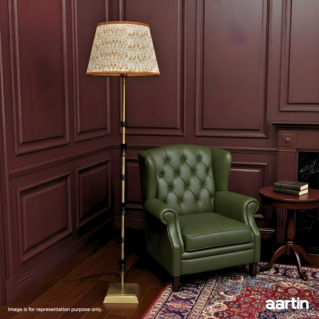 AARTIN LILY FLOOR LAMP IN ANTIQUE BRASS & MATTE BLACK (BASE ONLY)