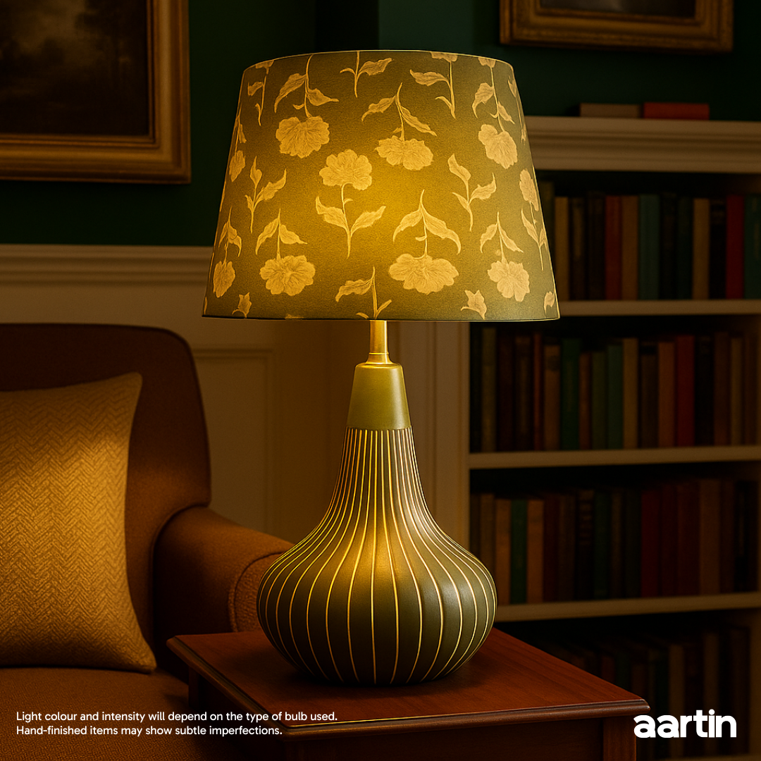 AARTIN ROSIE TABLE LAMP IN OLIVE GREEN UNGLAZED CERAMIC (BASE ONLY)