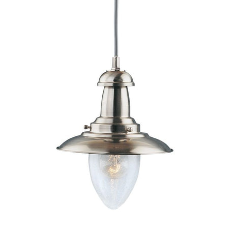 Searchlight Fisherman Silver Ceiling Light Seeded Glass Shade
