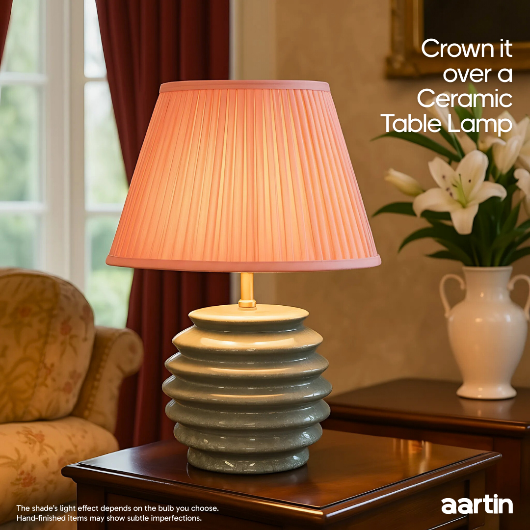 AARTIN STRAIGHT EMPIRE GATHERED LAMPSHADE IN LIGHT PINK SILK