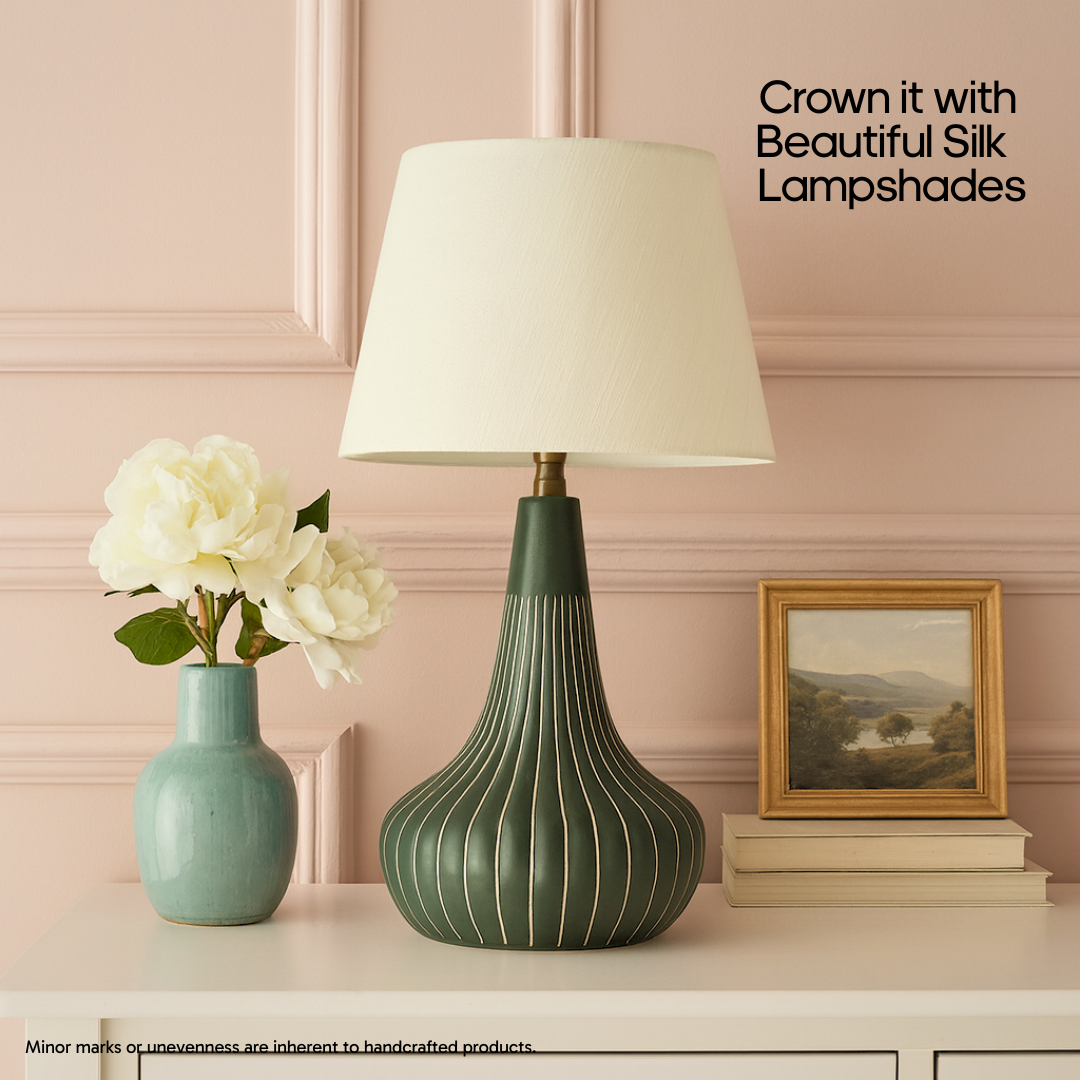 AARTIN ROSIE TABLE LAMP IN OLIVE GREEN UNGLAZED CERAMIC (BASE ONLY)