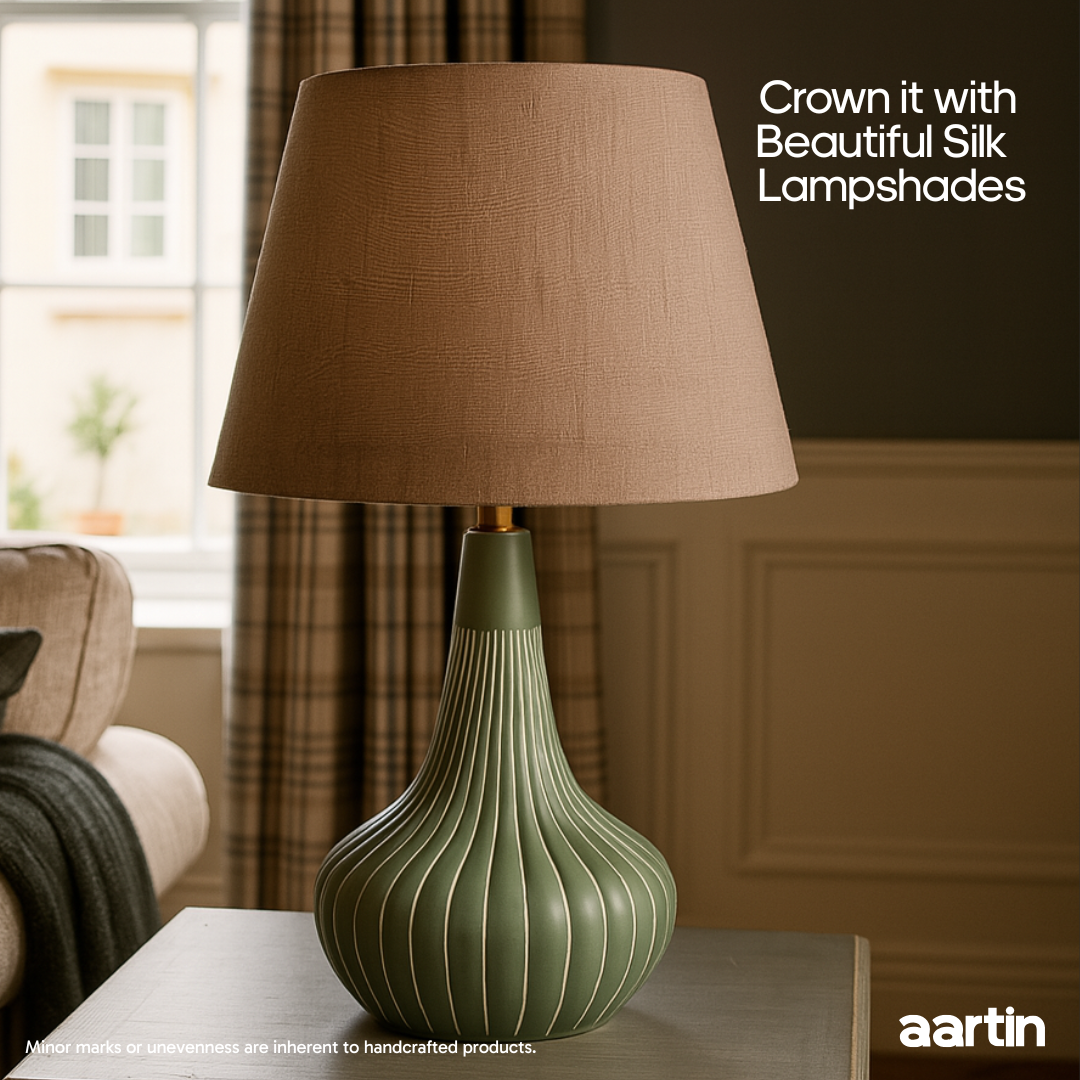 AARTIN ROSIE TABLE LAMP IN OLIVE GREEN UNGLAZED CERAMIC (BASE ONLY)
