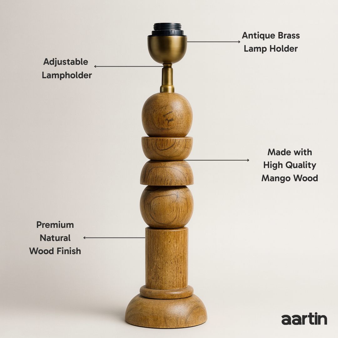 AARTIN SOLACE TABLE LAMP IN WOOD WITH NATURAL WOOD FINISH(BASE ONLY)