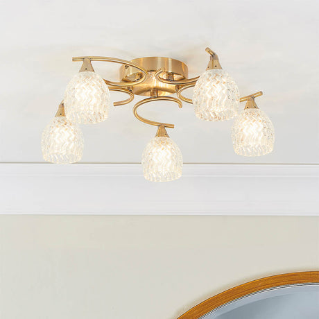 Boyer 5-Light Semi Flush Ceiling Light Antique Brass - Comet Lighting