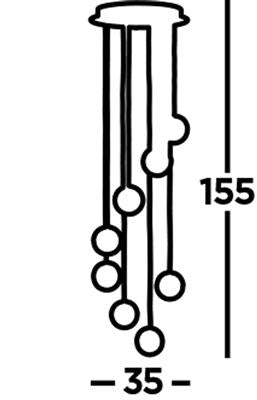 Searchlight 8 Light LED Globe Crushed Ice Shade Chrome - Comet Lighting