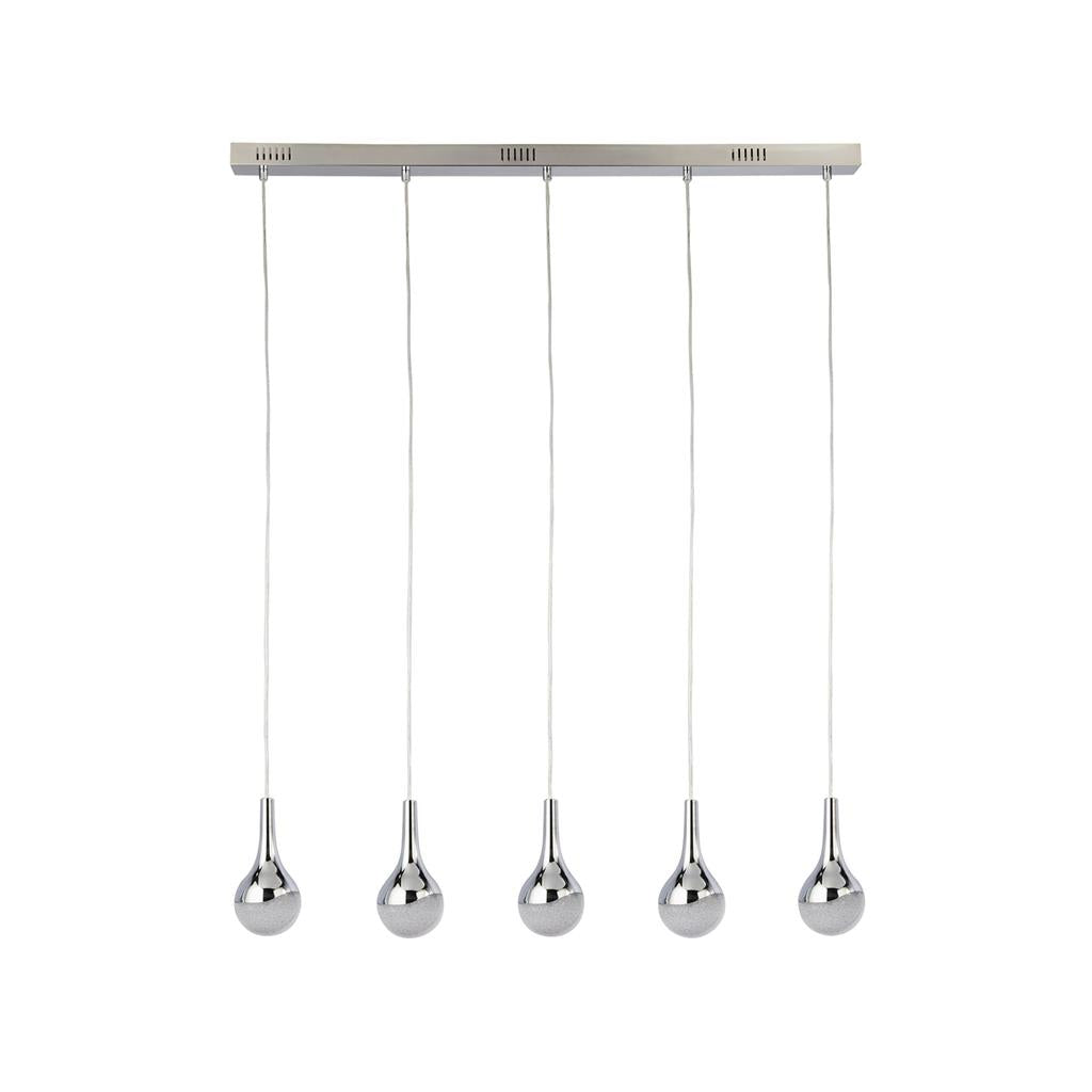 Marwood 5Lt LED Bar Pendant Ceiling Light Chrome - Comet Lighting