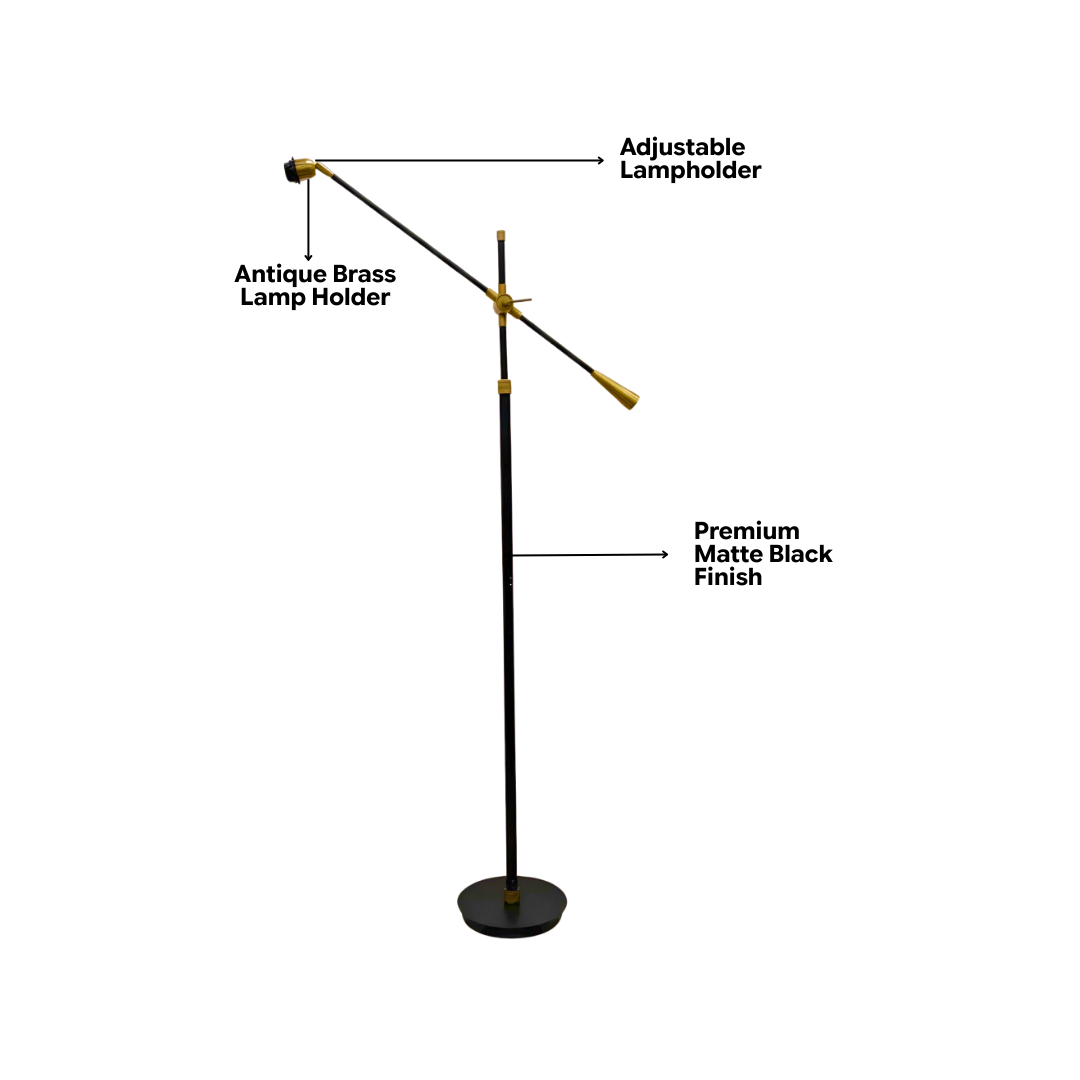 AARTIN Gama Floor Lamp - Antique Brass & Matte Black (Base Only)