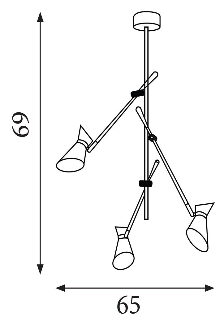 Diablo Spotlight 3Lt LED Ceiling Light - Matt Black Metal
