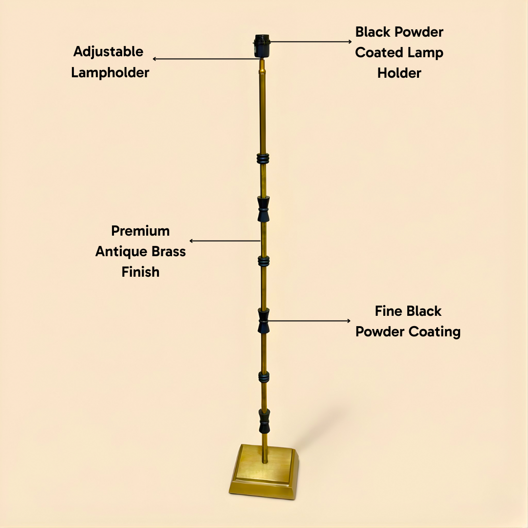AARTIN LILY FLOOR LAMP IN ANTIQUE BRASS & MATTE BLACK (BASE ONLY)