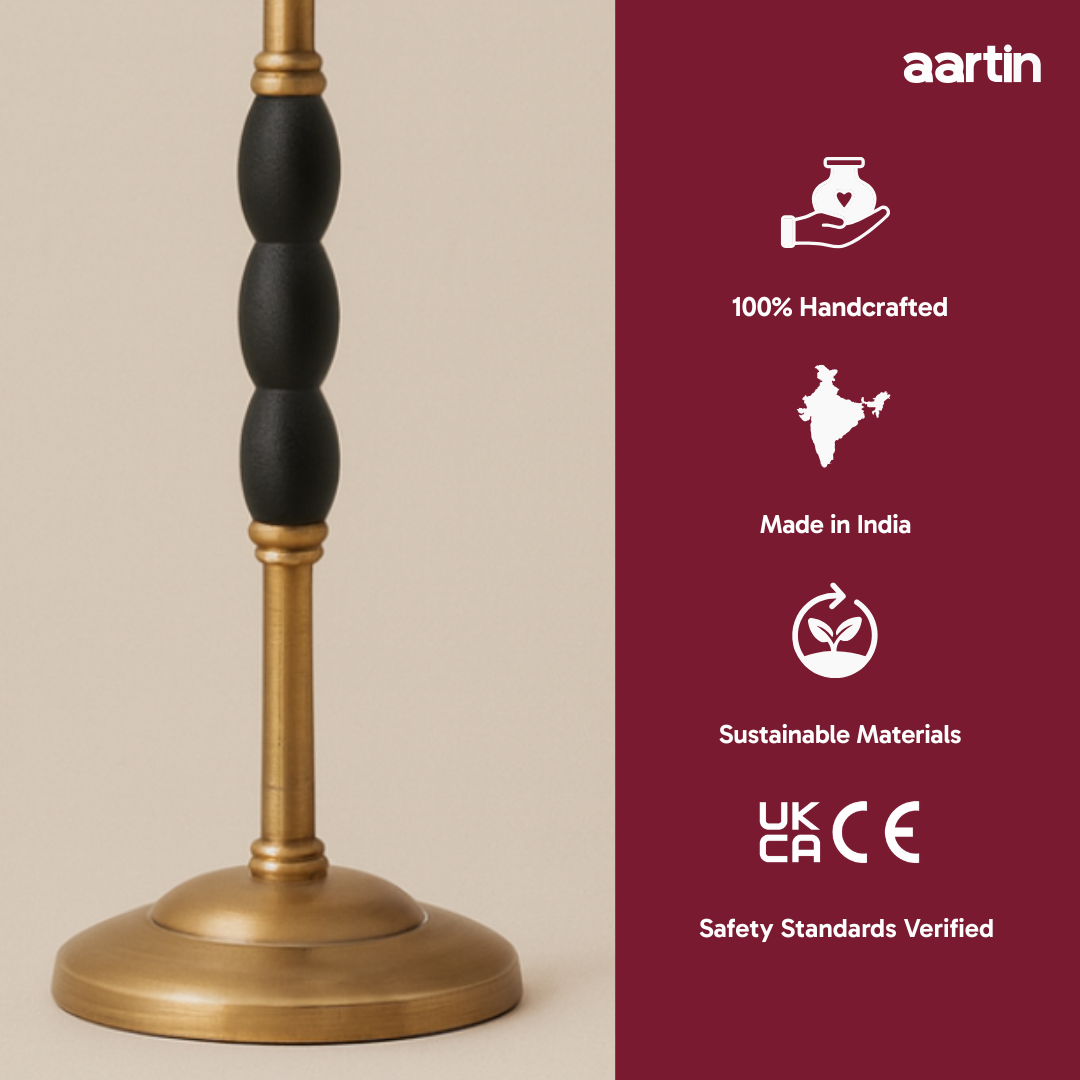 AARTIN OPHELIA TABLE LAMP IN ANTIQUE BRASS & MATTE BLACK (BASE ONLY)