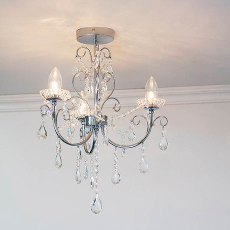 Tabitha 3-Light Semi Flush Ceiling Light Chrome - Comet Lighting