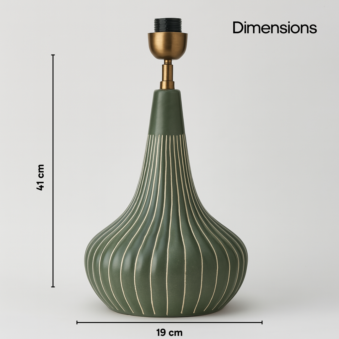 AARTIN ROSIE TABLE LAMP IN OLIVE GREEN UNGLAZED CERAMIC (BASE ONLY)