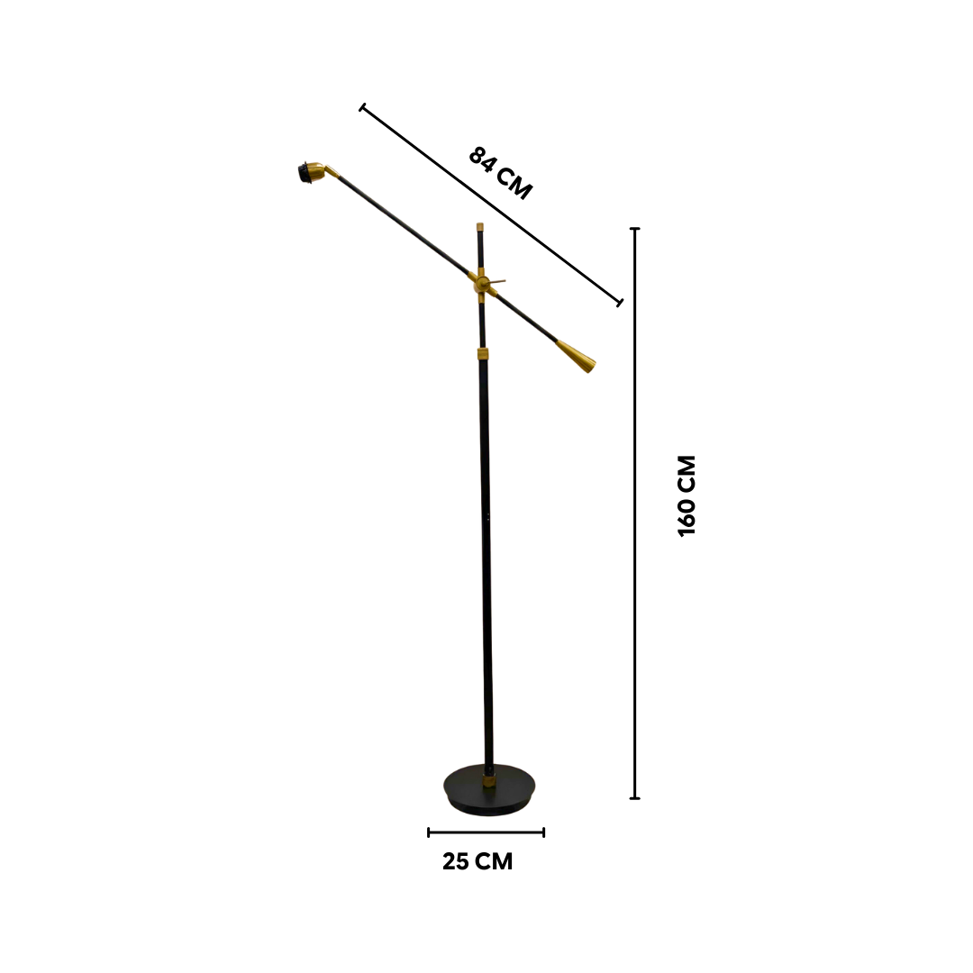 AARTIN Gama Floor Lamp - Antique Brass & Matte Black (Base Only)