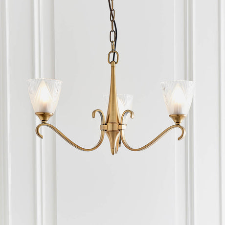 Columbia Brass 3-Light Pendant & Deco Glass - Comet Lighting