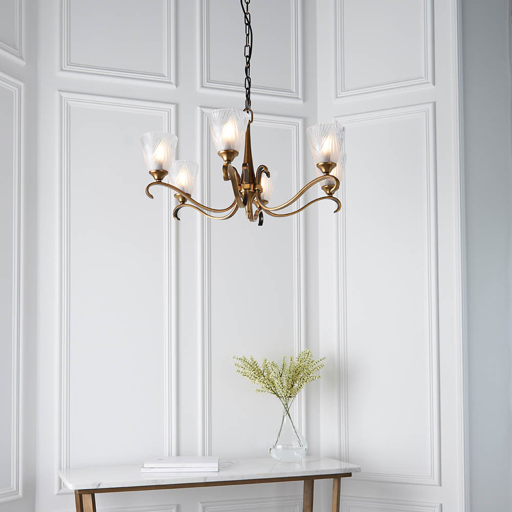 Columbia Brass 6-Light Pendant & Deco Glass - Comet Lighting