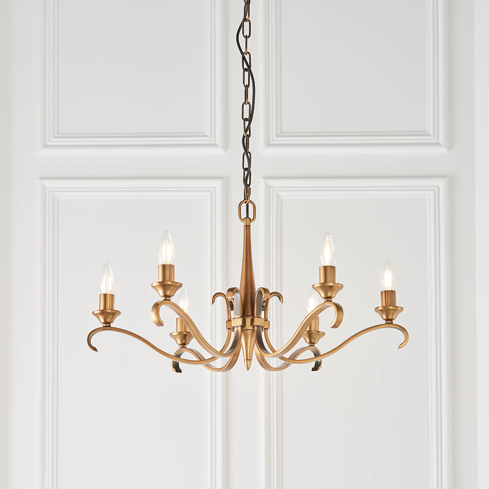 Columbia Brass 6-Light Pendant & Deco Glass - Comet Lighting