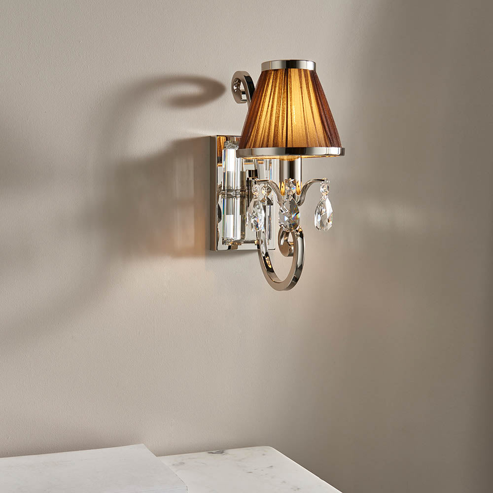 Oksana Nickel Single Wall Light & Chocolate Shade - Comet Lighting