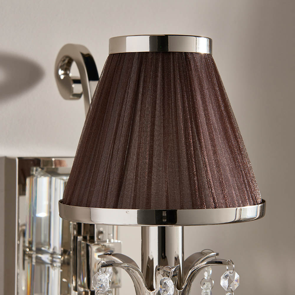 Oksana Nickel Single Wall Light & Chocolate Shade - Comet Lighting