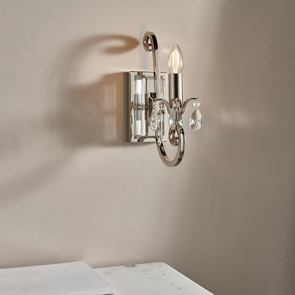 Oksana Nickel Single Wall Light - Comet Lighting