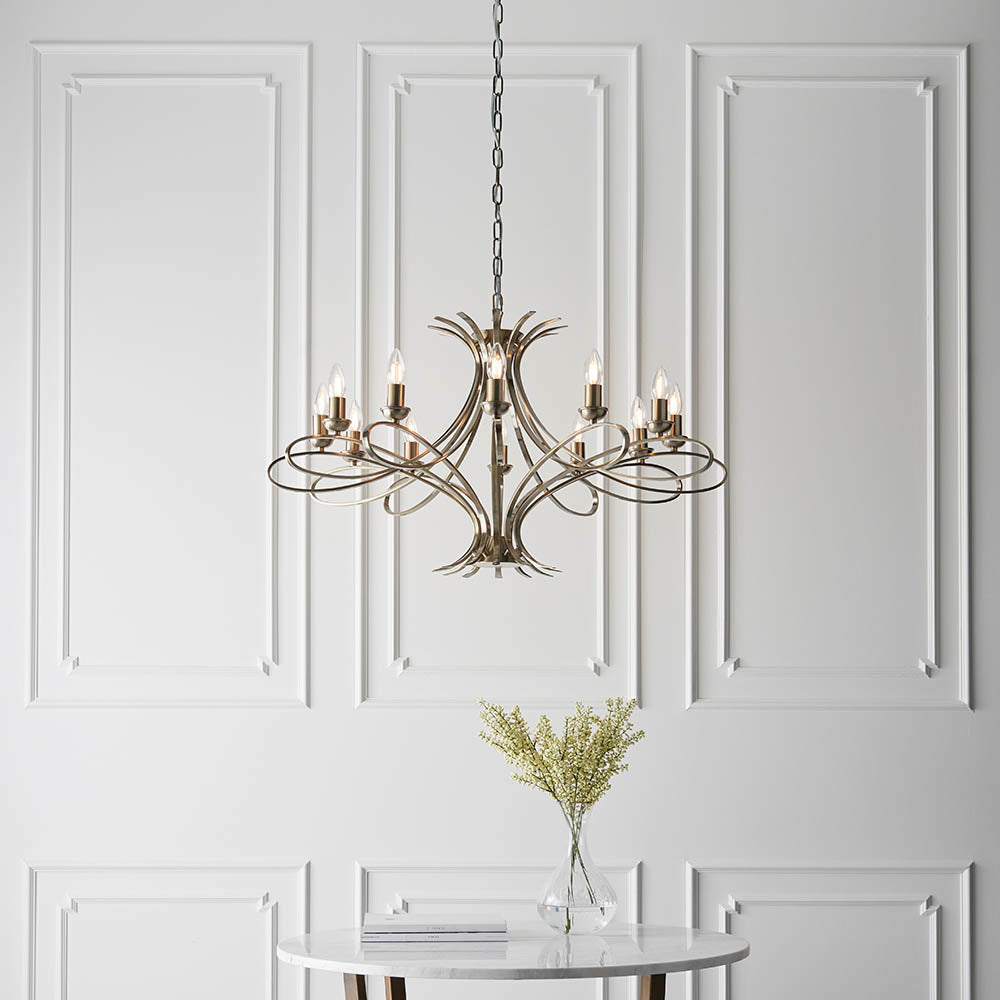 Penn Brushed Brass 12-Light Pendant Ceiling Light - Comet Lighting