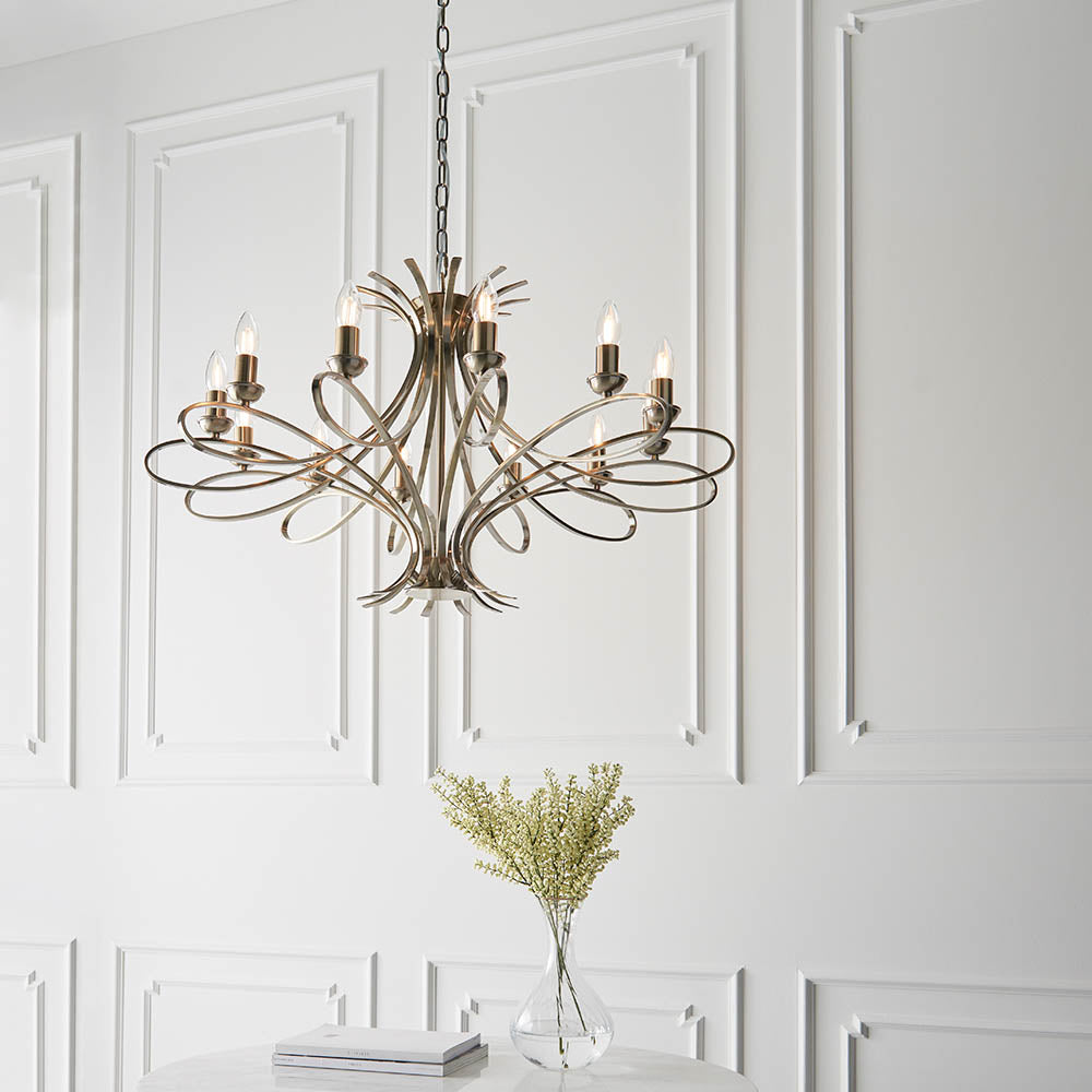 Penn Brushed Brass 12-Light Pendant Ceiling Light - Comet Lighting