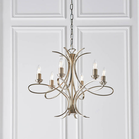 Penn Brushed Brass 6-Light Pendant Ceiling Light - Comet Lighting