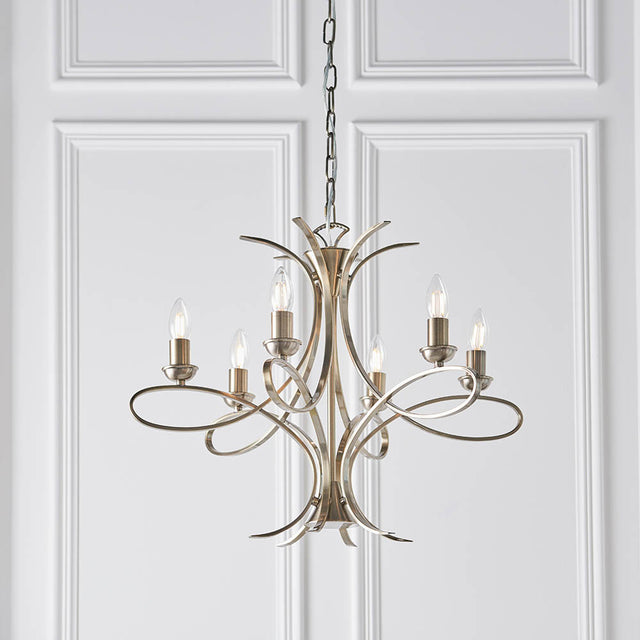Penn Brushed Brass 6-Light Pendant Ceiling Light - Comet Lighting