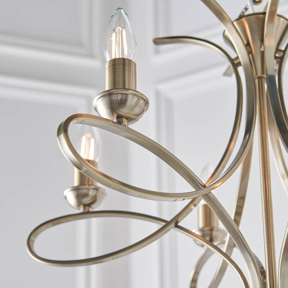 Penn Brushed Brass 6-Light Pendant Ceiling Light - Comet Lighting