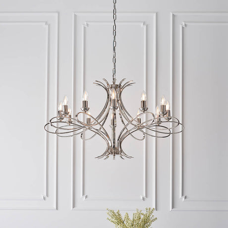 Penn Nickel 12-Light Pendant Ceiling Light - Comet Lighting