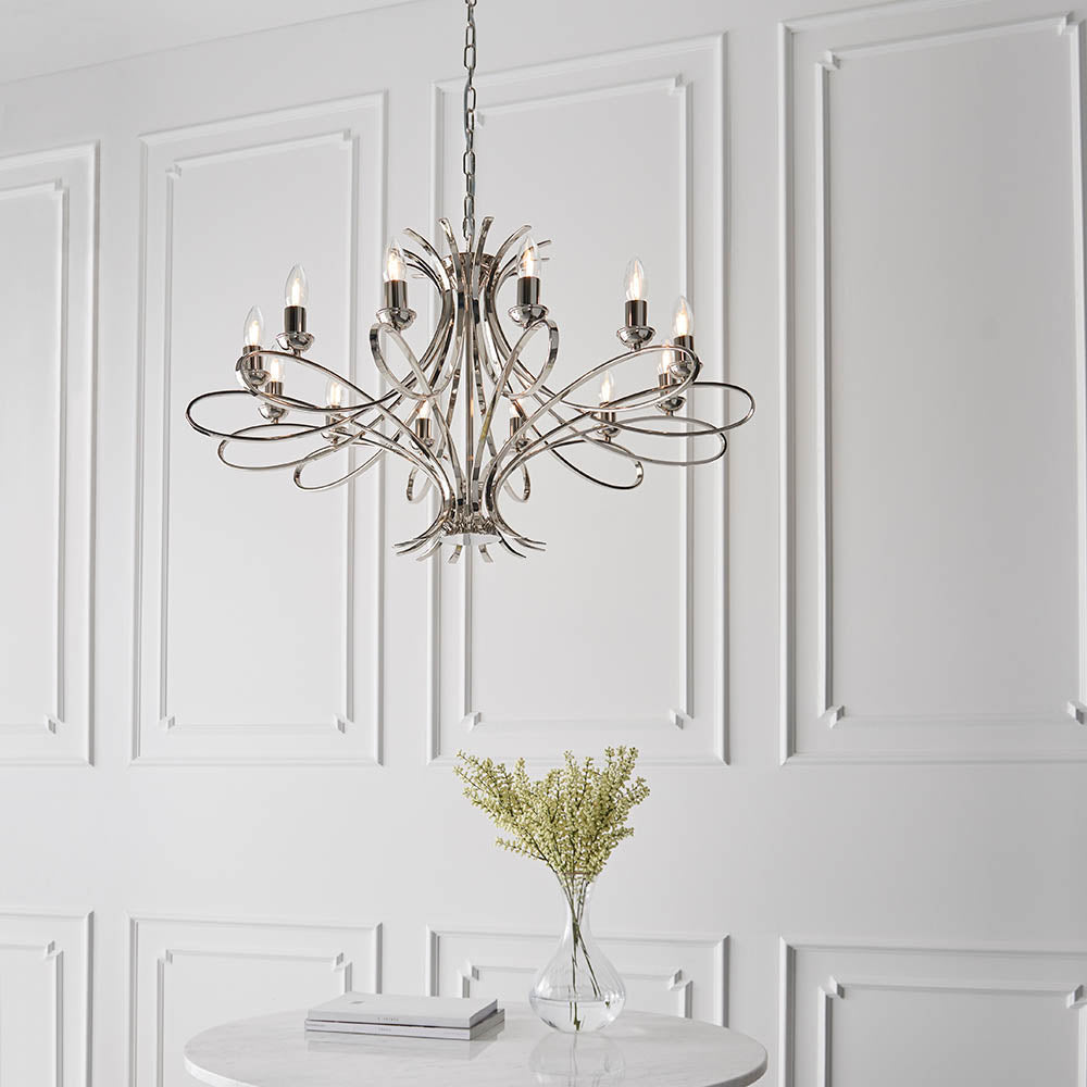 Penn Nickel 12-Light Pendant Ceiling Light - Comet Lighting