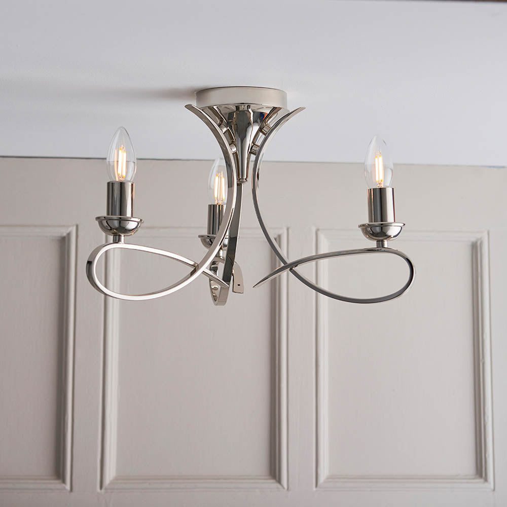 Penn Nickel 3-Light Semi Flush Ceiling Light - Comet Lighting