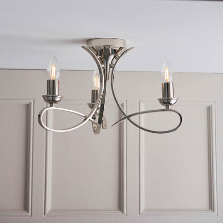 Penn Nickel 3-Light Semi Flush Ceiling Light - Comet Lighting
