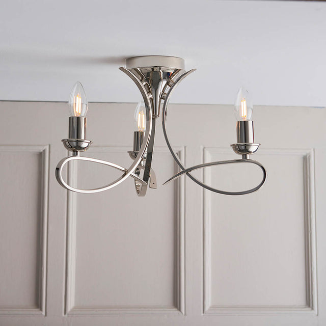 Penn Nickel 3-Light Semi Flush Ceiling Light - Comet Lighting