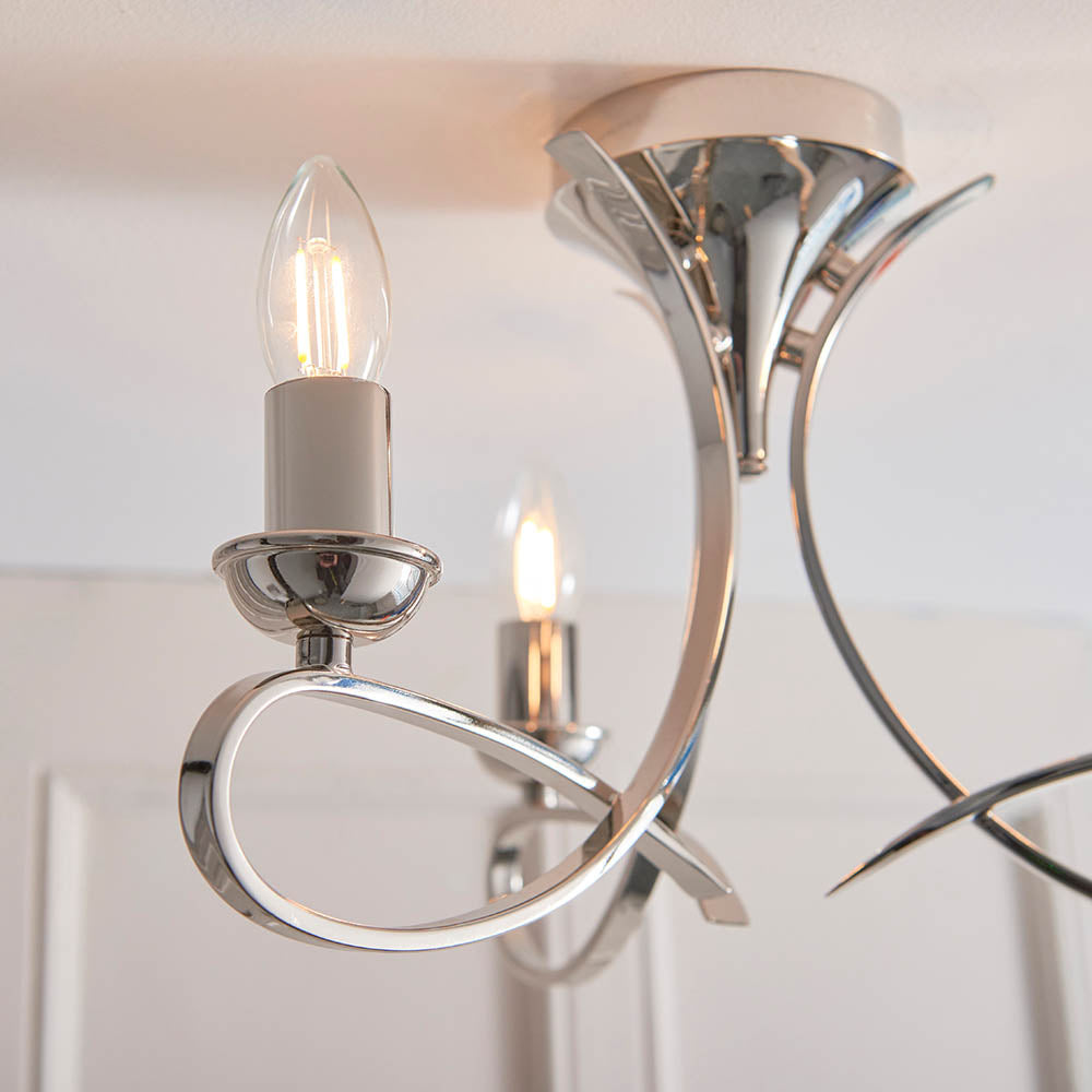 Penn Nickel 3-Light Semi Flush Ceiling Light - Comet Lighting