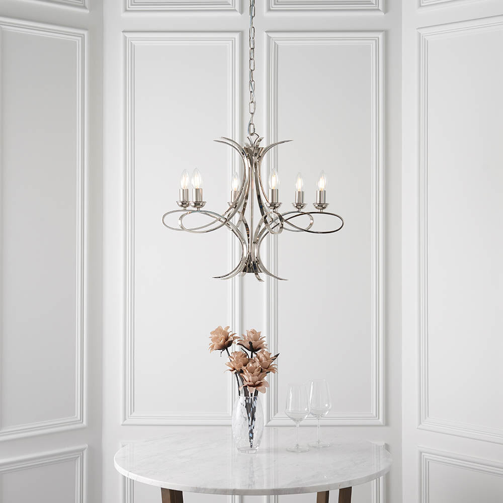 Penn Nickel 6-Light Pendant Ceiling Light - Comet Lighting