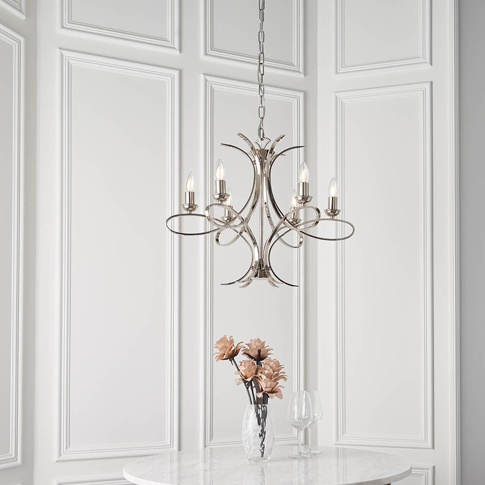 Penn Nickel 6-Light Pendant Ceiling Light - Comet Lighting