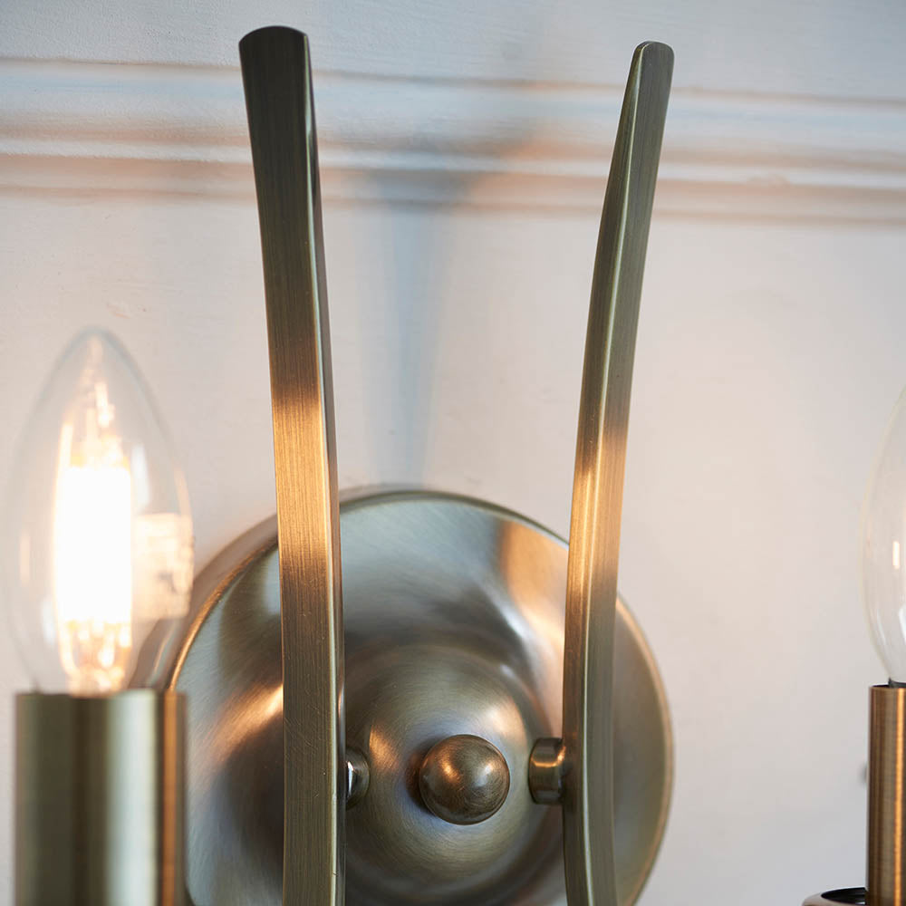 Penn Brushed Brass Twin Wall Light - Comet Lighting
