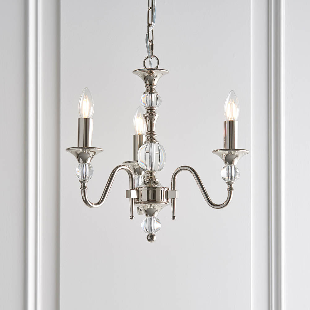 Polina Nickel 3-Light Pendant Ceiling Light - Comet Lighting