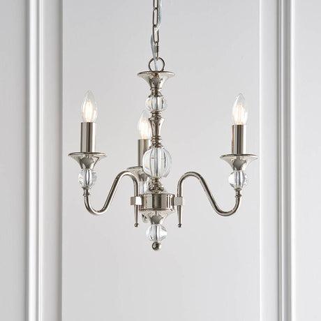 Polina Nickel 3-Light Pendant Ceiling Light - Comet Lighting