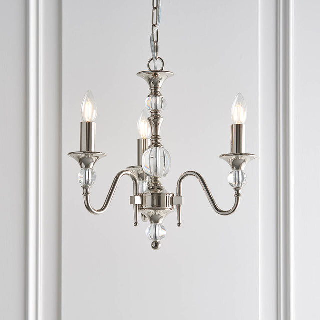 Polina Nickel 3-Light Pendant Ceiling Light - Comet Lighting