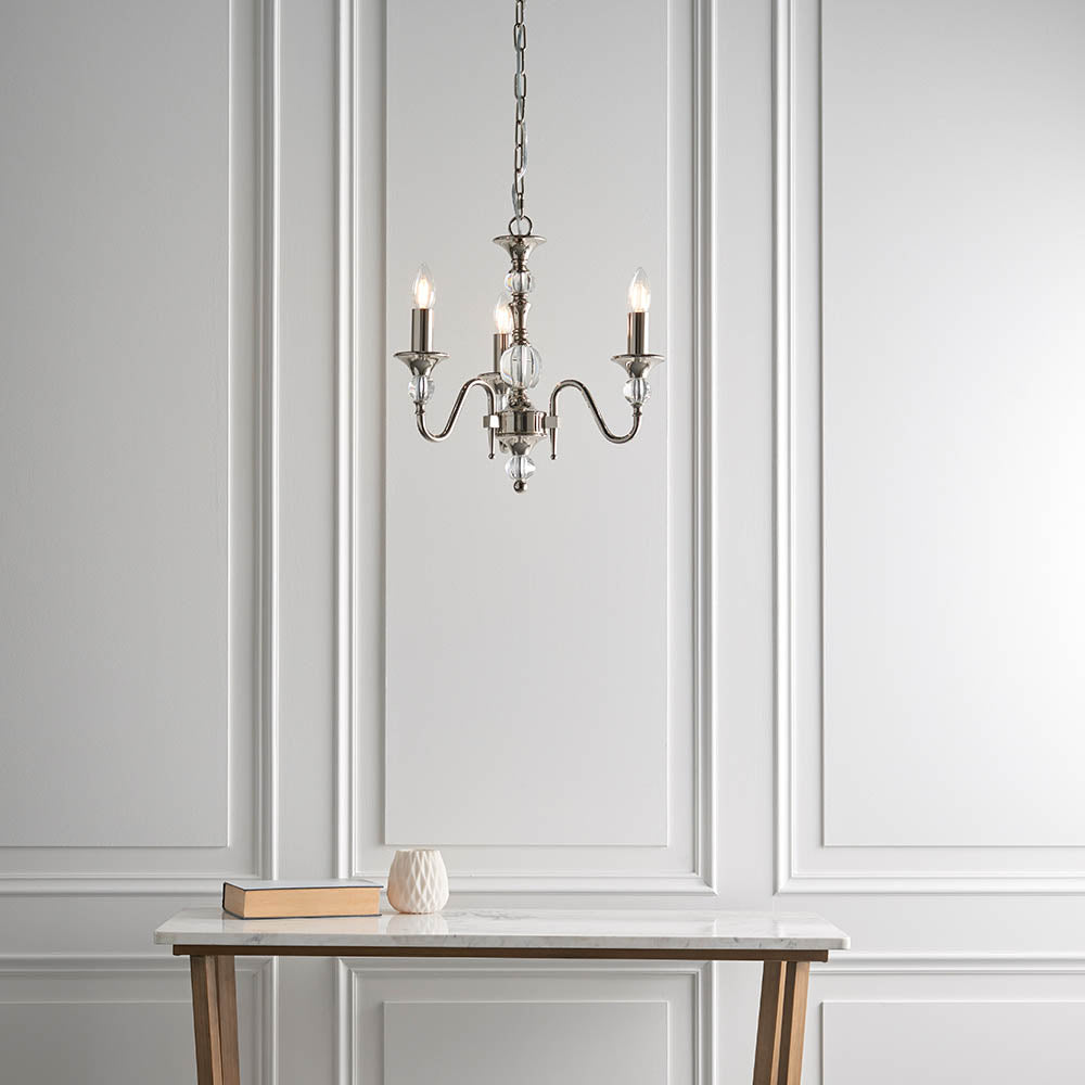 Polina Nickel 3-Light Pendant Ceiling Light - Comet Lighting
