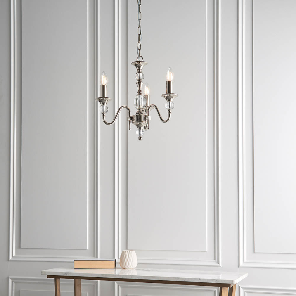 Polina Nickel 3-Light Pendant Ceiling Light - Comet Lighting